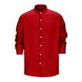 thumbnail image 3 of Bcfgryg Men Solid Color Cotton And Linen Casual Loose Sleeved Shirt Trend Top Business Shirts Men, 3 of 5