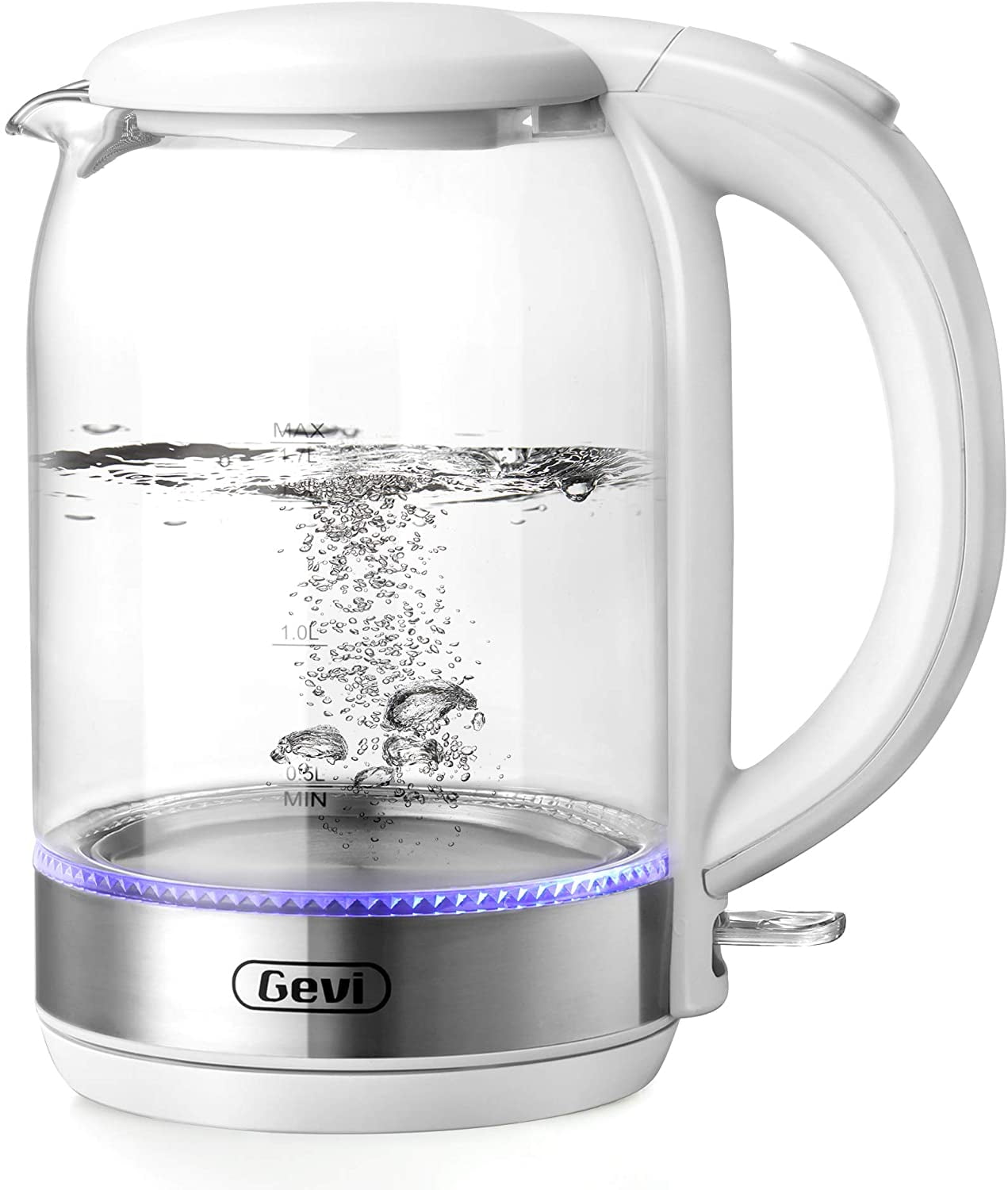 Gevi Electric Glass Kettle 1.7L Hot Water Boiler with LED Light Kettle