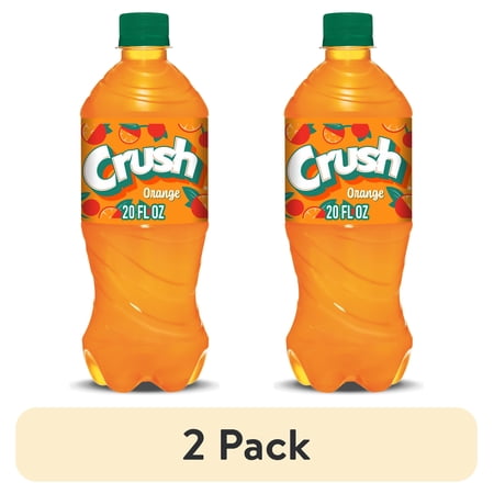 (2 pack) Crush Caffeine Free Orange Soda Pop, 20 fl oz, Bottle