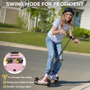 TOKTOO Kids Electric Scooter, 250W Motor, 4-Wheel, 5 Speed, Max Speed 10 MPH, 8.5 Miles Range, Colorful LED Lights, Foldable Electric Scooter for Kids, Gift for Boys Girls, Pink