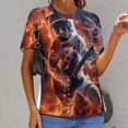 thumbnail image 6 of Astronauts Play Guitar in Space Women's T-Shirt Short Sleeve T Shirts Tops Tee Ladies Loose T, 6 of 6