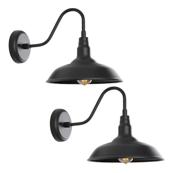 [ Luminárias de Parede para Celeiro ao Ar Livre GOALPLUS Kit 2 Unidades 25x37cm Preto ]