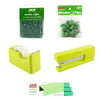 JAM Paper Assortments, Office Starter Kit, Green, Stapler, Tape Dispenser, Staples, Paper Clips & Binder Clips, 5/pack