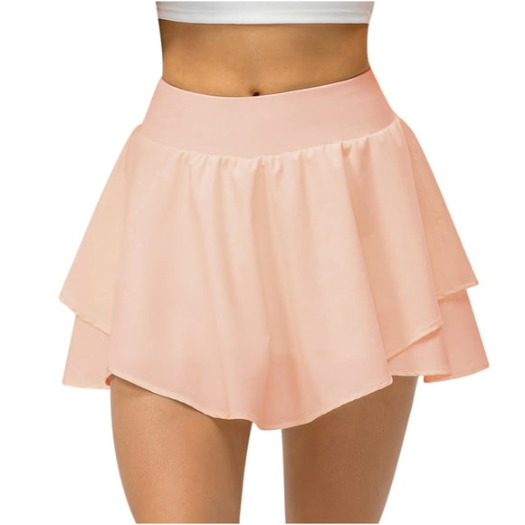Women's Athletic Tennis Skirts with Pockets High Waisted Layered 2 in 1 Flowy Running Skirt Shorts Athletic Golf Skirts