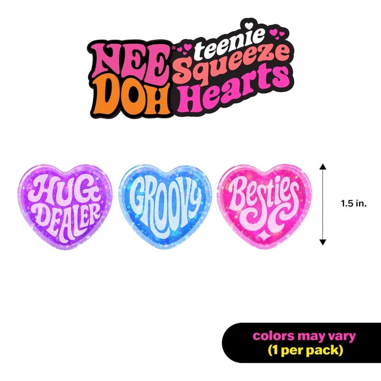 NeeDoh Teenie Sparkle Squeeze Hearts, Squishy Novelty Toy