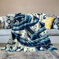 thumbnail image 2 of GOSMITH Anchor, Hand Drawn Anchors and Entangled Ropes Nautical Equipment Artwork Monochrome, Sea Blue White Flannel Blanket for Bed White, 2 of 6
