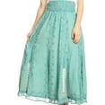 thumbnail image 1 of Sakkas Monola Long Tall Lace Embroidered Paneled Adjustable Waist Flare Skirt - Jade - Medium, 1 of 5