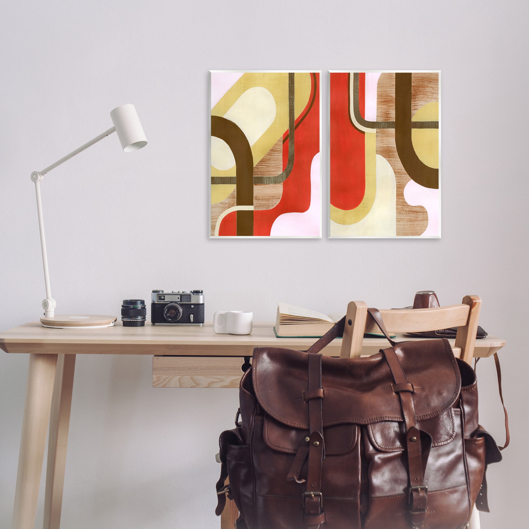 Stupell Industries Rustic Winding Shapes Abstract Painting Unframed Art Print Wall Art, 13 x 19, Set of 2