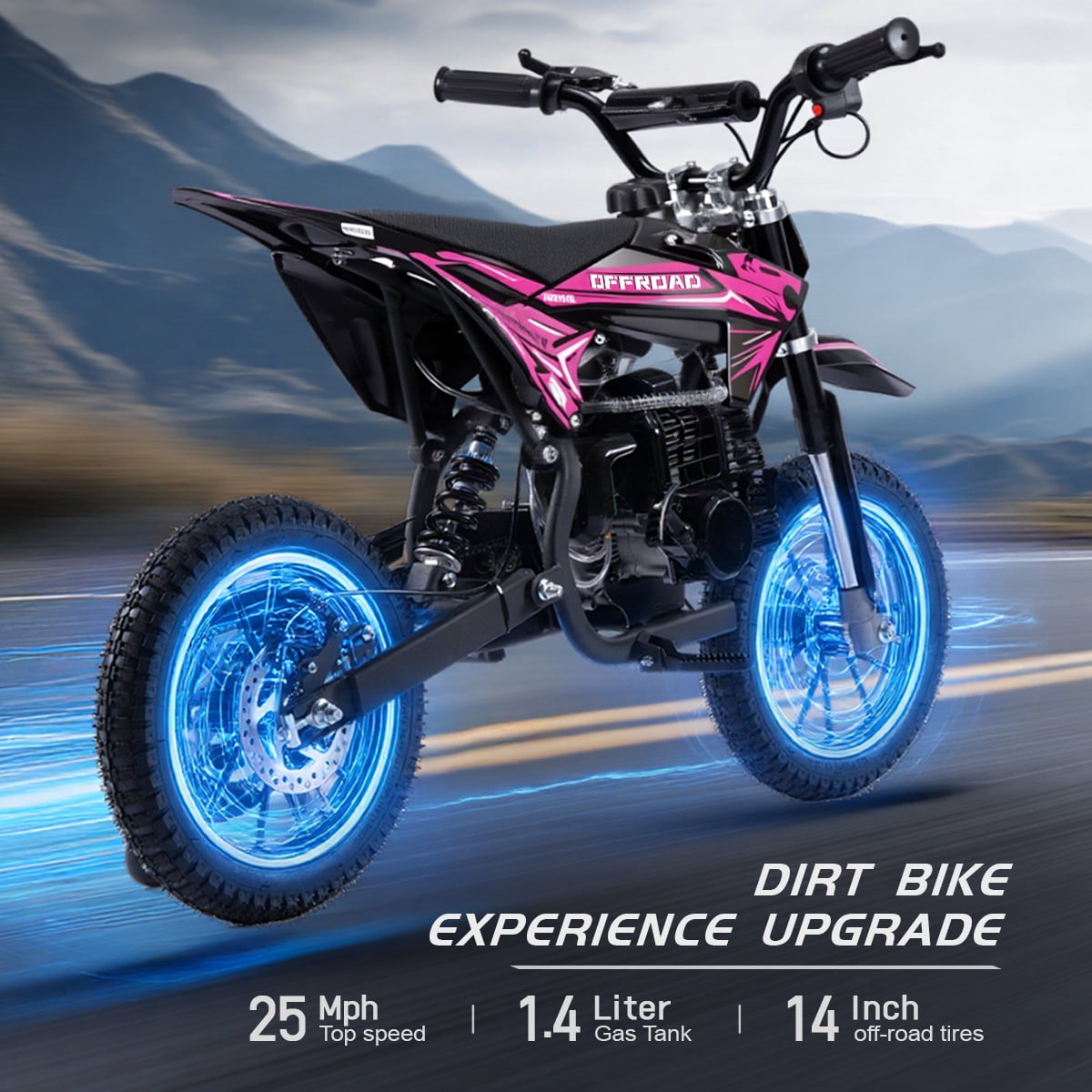TOXOZERS 50CC Dirt Bike,Upgraded 2-Stroke Gas Powered Mini Bike for Kids 8+,Max Speed 25Mph,Support Up to 180lbs,Pull Start，Pink