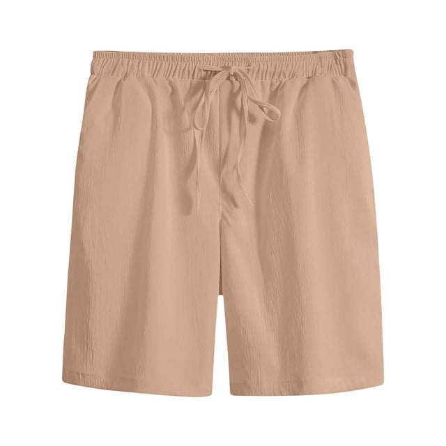 Yuyuzo Plus Size Shorts for Men Casual Summer Drawstring Straight Solid Color Lightweight Shorts with Pockets