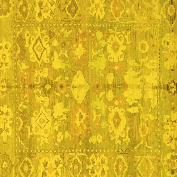 Ahgly Company Indoor Square Oriental Yellow Traditional Area Rugs, 5' Square