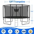 thumbnail image 5 of Kacho Trampoline 12FT 14FT, 1400LBS Trampoline with Enclosure Net, Basketball Hoop, 2 Ball, Large Outdoor Trampoline for 1-2 Adults/ 4-5 Kids, Backyard Trampoline, No Gap Design, Black, 5 of 7