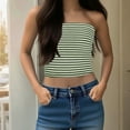 thumbnail image 4 of Fznquz Strapless Tank Tops Women Green Bandeau Going Out Tube Tops Crop Striped Summer Clothes for Women, 4 of 8