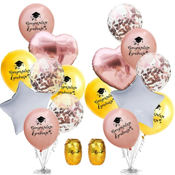 EeaseMX Juego de 2 globos decorativos para fiesta de graduación, suministros para ceremonia de graduación