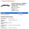 thumbnail image 2 of Front Left Fender Liner - Compatible with 2011 - 2014 Nissan Murano CrossCabriolet 2012 2013, 2 of 2