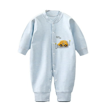 RUTAYY Boys Girls Sleepwear Summer Fall New Long Sleeved Clothes Boneless Sewing Cotton Blend Bodysuit Cute & Elegant Homewear, Blue, 3-6 Months