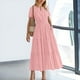 thumbnail image 2 of Vestido midi maxi informal de verano para mujer: vestido boho de playa con mangas cortas, cuello en V, cintura elástica y bolsillos - S-XXL, 2 of 5