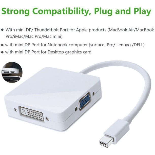 Mini Displayport 3-en-1 (Thunderbolt 2) vers VGA et HDMI et convertisseur  de câble