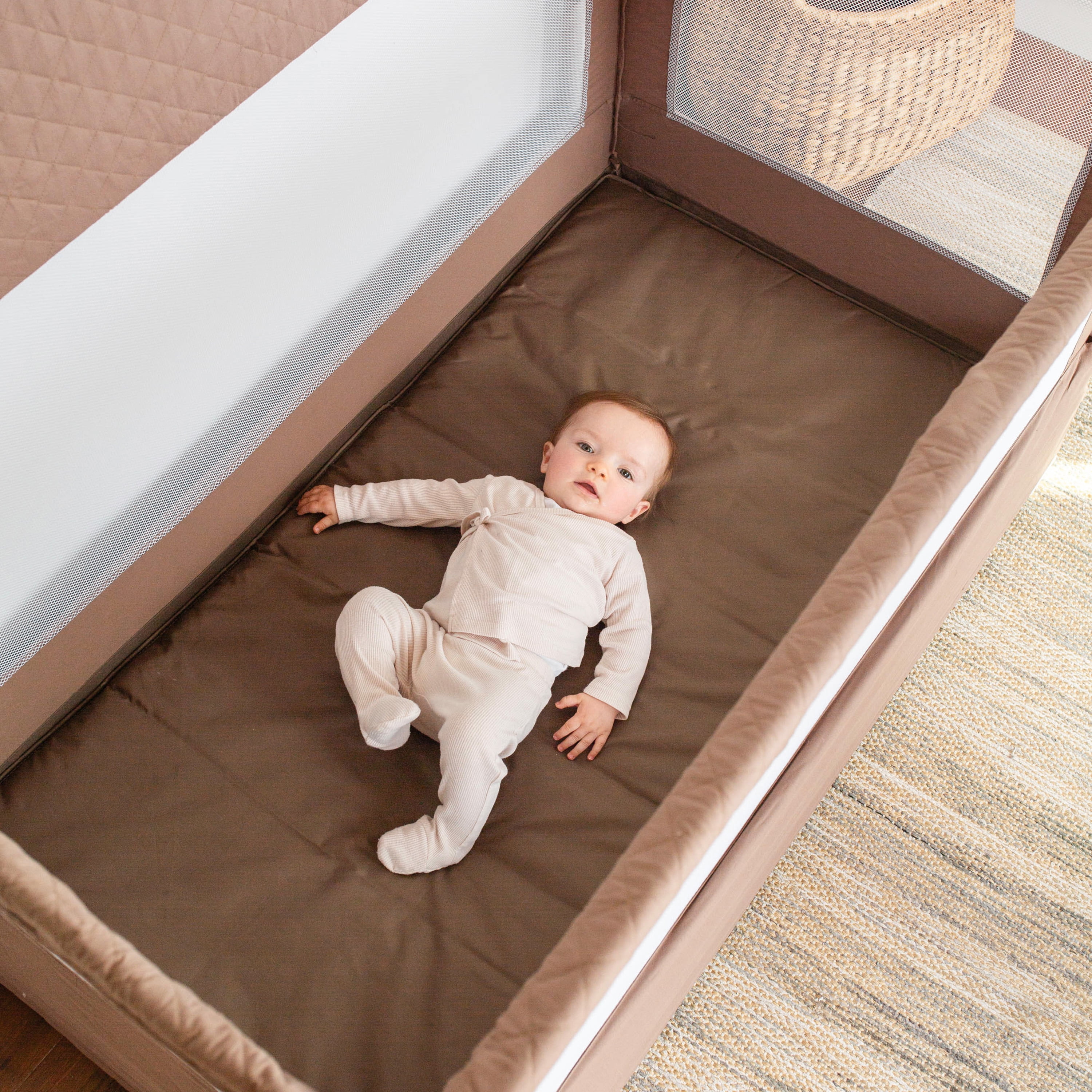 Baby Delight Lunaire Full Size Mesh Infant Crib & Playard, Organic Mocha