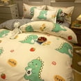 thumbnail image 3 of Kawaii Green Dinosaur Floral 120Gsm Polyester Bedding Set, 3 of 9