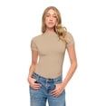 thumbnail image 3 of Natural Uniforms Womens Buttery Soft, Super Stretch Y2K Long Sleeve Baby Tee Crop Top (Sand, XX-Large), 3 of 6