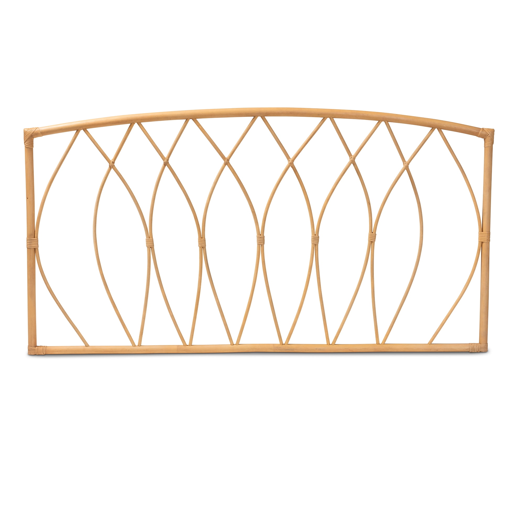 Baxton Studio Halia Modern Bohemian Natural Brown Rattan Queen Size Wall-mount Headboard