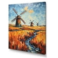 thumbnail image 2 of Designart "Fauvist Depiction of Windmill Meadows I" Architecture Canvas Wall Art - Industrial Blue Wind Turbines Living Room Canvas Art, 2 of 6