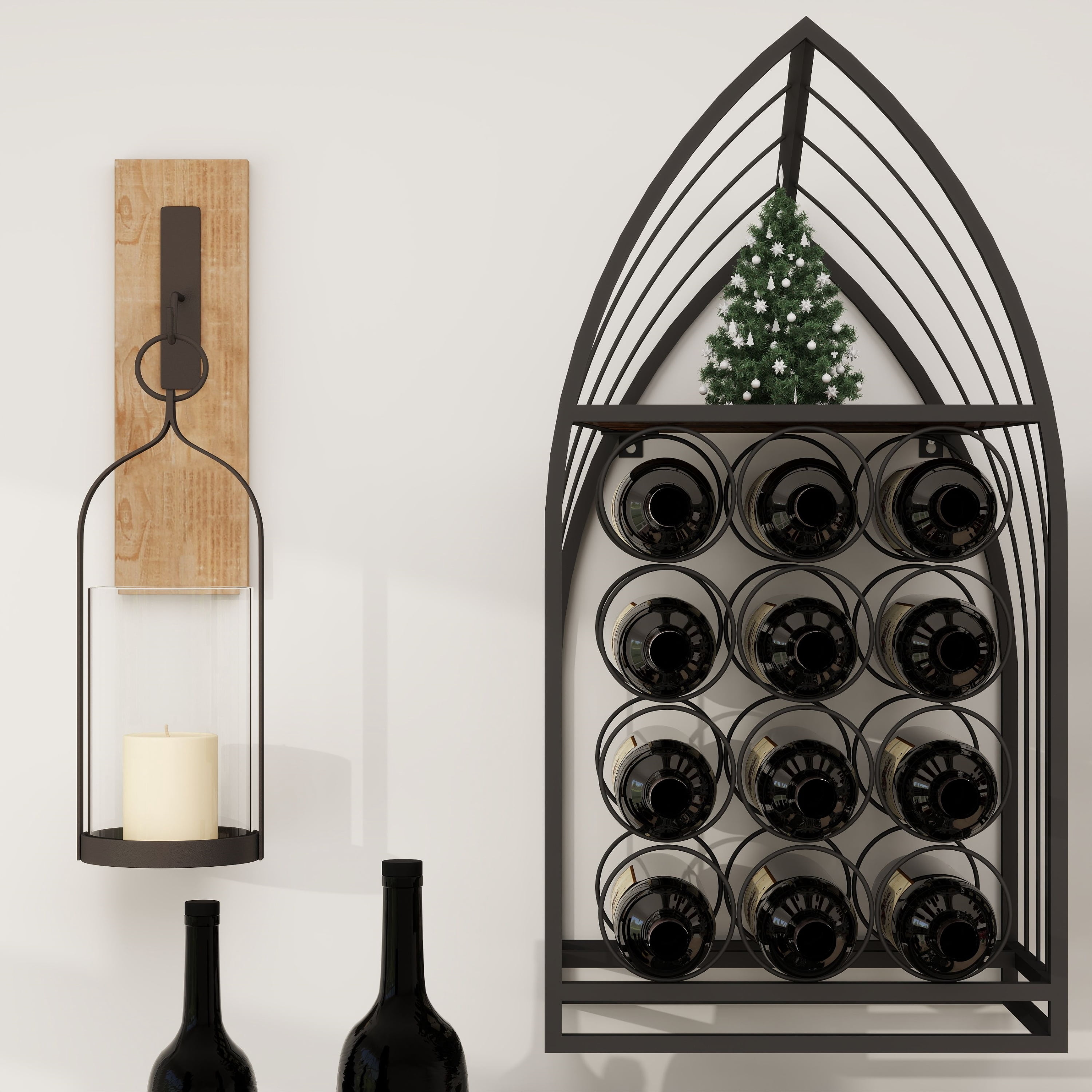 Boat Shaped Metal Wine Rack Set, Decorative Freestanding Bottle Holder, Sturdy Black Iron Wine Storage Organizer for Home Bar Kitchen Countertop Decor