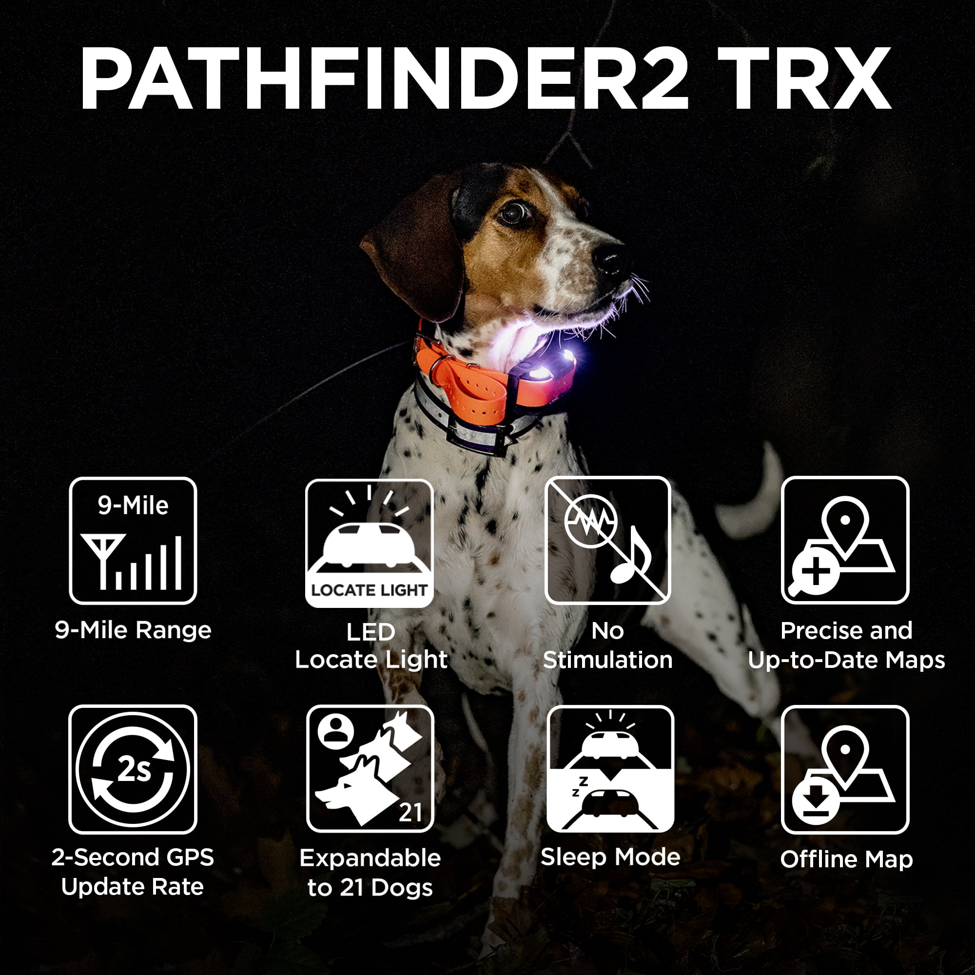 Dogtra Pathfinder 2 TRX Additional Receiver Blue Dog GPS Tracker LED Light Blue Collar SmartWatch Compatible Rechargeable Waterproof Free Maps No Subscription No Monthly Fee Smartphone Required
