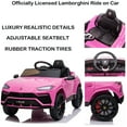 thumbnail image 4 of Ride on Toys with Remote Control, iRerts 12V Licensed Lamborghini Ride on Cars for Girls Boys, Battery Powered Electric Car for Kids Gifts, Kids Electric Vehicles with 3 Speed, LED Light, Music, Pink, 4 of 9
