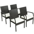 thumbnail image 1 of Costway Set de 4 sillas de mimbre para patio, sillas de ratán PE al aire libre con cojín suave con cremallera, marco de metal resistente y mimbre resistente a todas las condiciones climáticas, 1 of 4