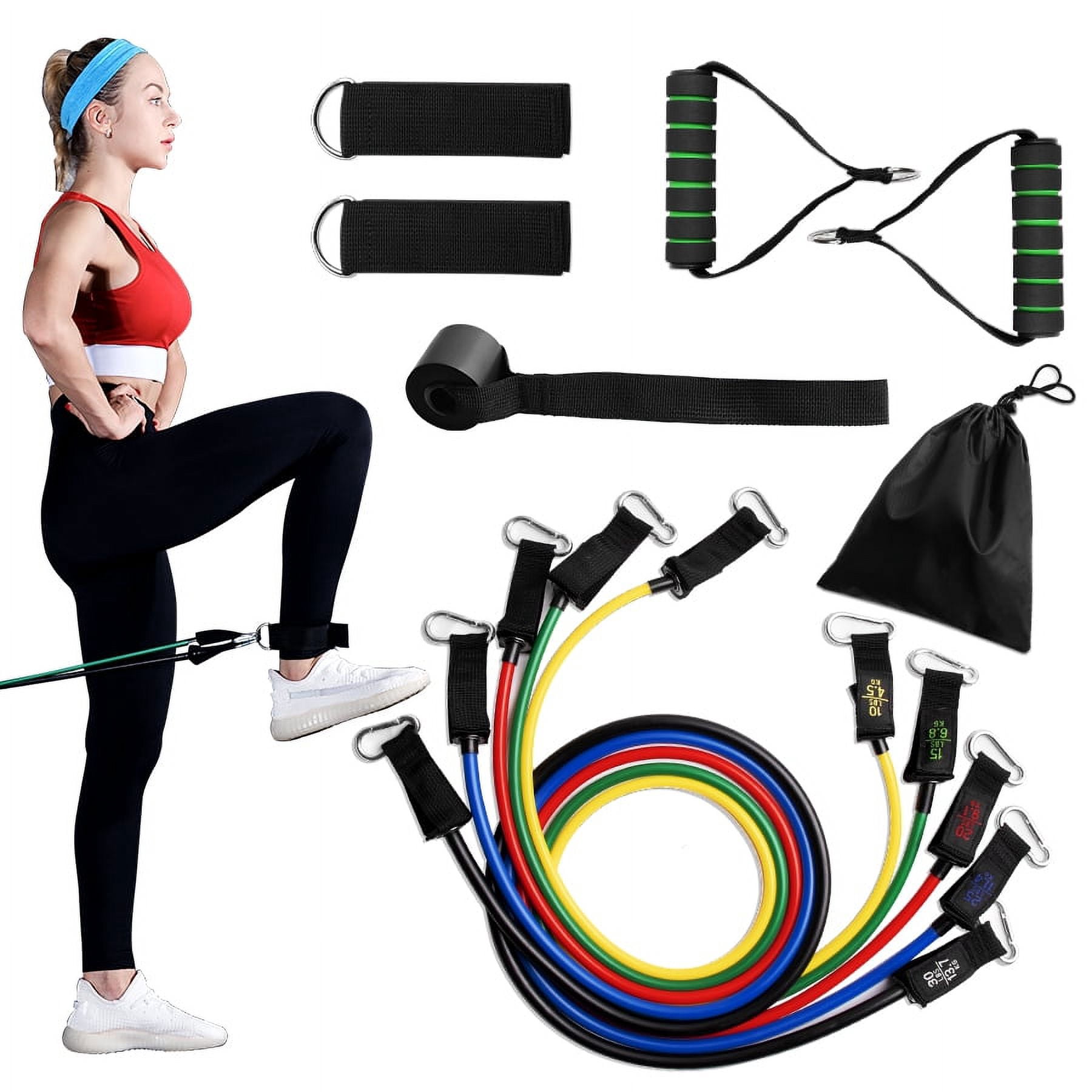 LNKOO 11pcs PREMIUM Resistance Bands Set for Exercise, Workout Bands for Men with Fitness Tension Bands, Handles, Door Anchor, Ankle Straps, Carry Bag & Advanced eBook - Strength Training, Home Gym