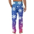 thumbnail image 4 of Fabrcox Christmas Home Pajamas Bottoms for Men Christmas Snowflake Printed Drawstring Pj Pants with Pockets Casual Elastic Waist Straight Leg Lounge Bottoms, Blue 2XL, 4 of 6