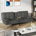 thumbnail image 3 of Homall Futon Sofa Bed Faux Leather Couch Modern Convertible Folding Recliner with 2 Cup Holders, 3 of 7