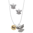 thumbnail image 1 of Delight Jewelry Goldtone Disc 1/2'' Initial - w - Silver tone Guardian Angel Charm Necklace and Stud Earrings, 1 of 4