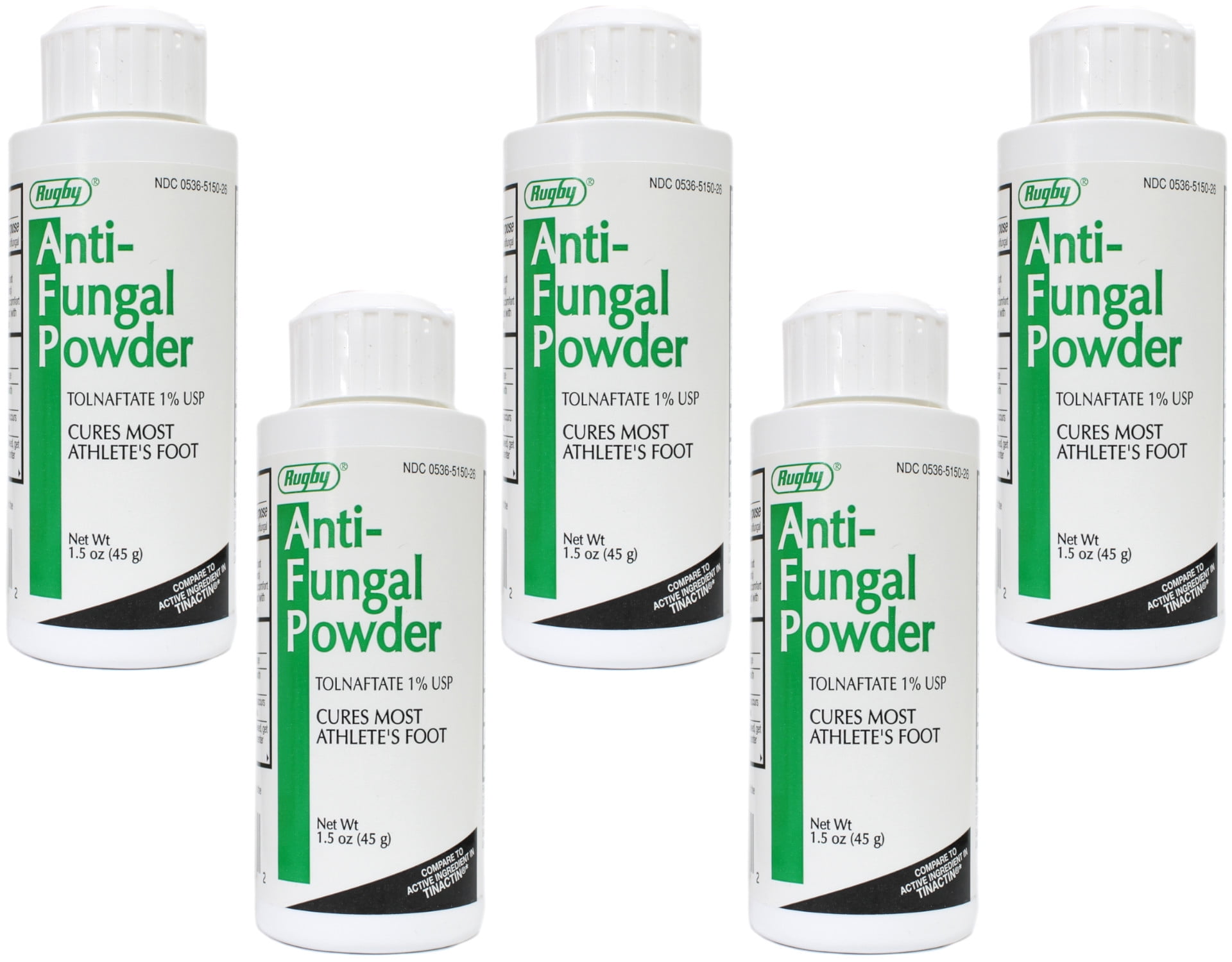 5 Pack Tolnaftate 1 Antifungal Powder Compared to Tinactin 1.5 oz Each