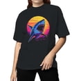 thumbnail image 2 of Retro Sunset Shark Attack Women's T-shirt, 2 of 3