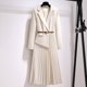 thumbnail image 4 of Vestido de una pieza estilo blazer con pliegues y cinturón de retazos para mujer, elegante vestido de oficina de manga larga con muescas para mujer, vestidos midi de primavera, 4 of 5