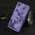 thumbnail image 3 of Wallet Case Designed for Apple iPhone 15 - 6.1 inch for Women,Flip Folio Cover with Butterfly Embossed PU Leather Kickstand Credit Card Holder Slots Magnetic Wrist Strap Phone Case, Purple, 3 of 13