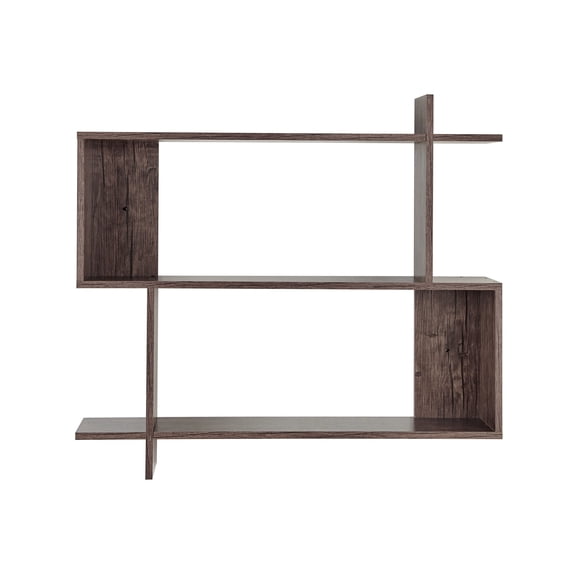 Danya B. Manasa Floating Geometric Kilter Two-Tier Wall Shelf - Hickory
