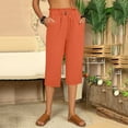thumbnail image 4 of Baqcunre Workout Shorts Womens Women Fashion Cotton Flax Elastic Long Pants Beach Leisure Trousers Womens Sweatpants Pants For Women Orange XL, 4 of 4