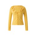 thumbnail image 1 of VISgogo Tops femeninos, blusa de un solo pecho de manga larga con cuello en V de color sólido para otoño de primavera, amarillo, S / M / L VISgogo  moda, 1 of 9