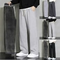 thumbnail image 1 of Styesk Men's Pants Man Solid Color Fleecing Pockets Drawstring Straight Barrel Loose Sweatpants, 1 of 8