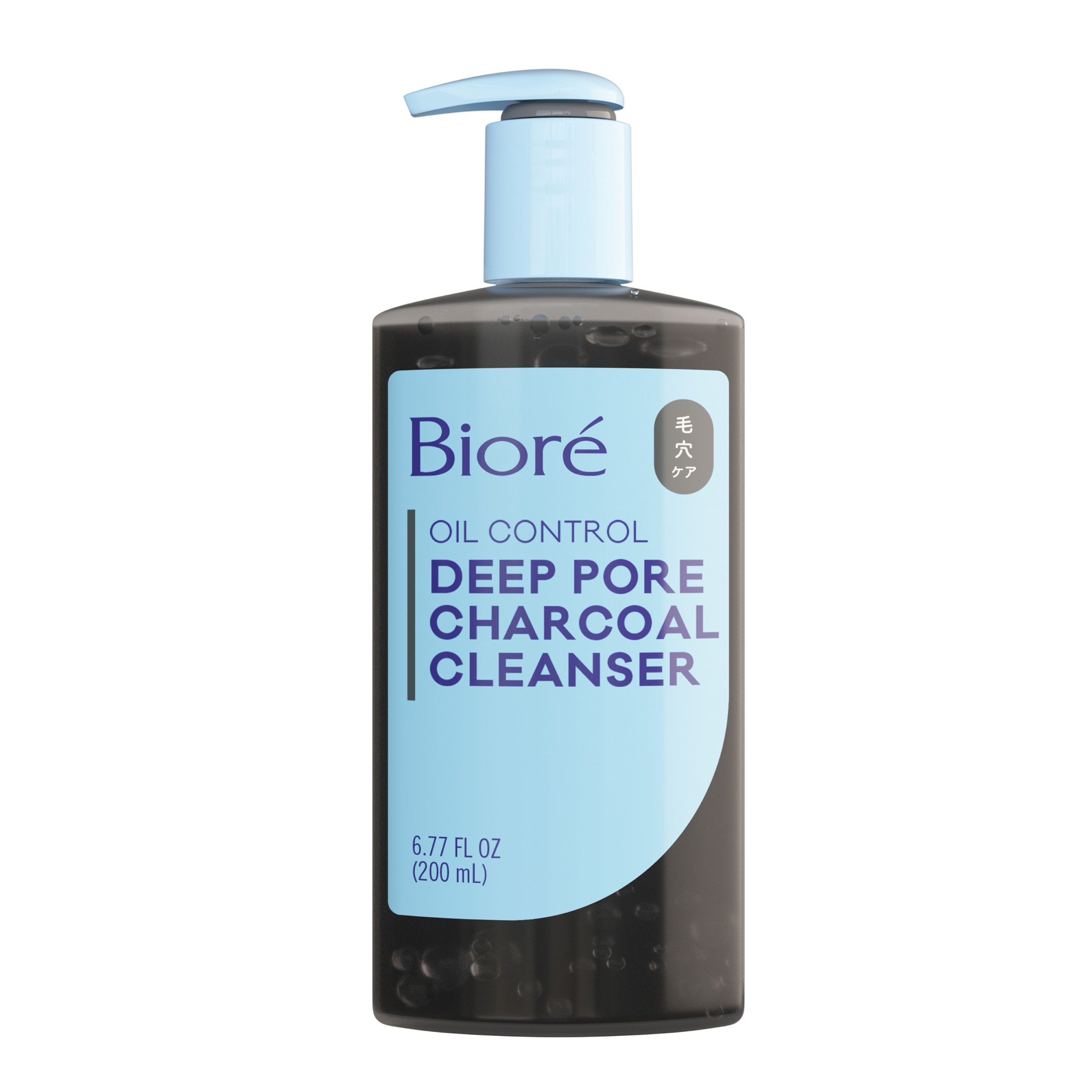 Biore Deep Pore Charcoal Daily Face Wash Care for Dirt & Makeup Removal, for Oily Skin, 6.77 fl oz