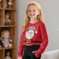 thumbnail image 4 of DISNIMO Santa Claus Printed Kids Crop Tops Girls Long Sleeve Fashion Sweatshirt Crewneck Loose Pullover Tops Fall Winter Outfits 5-14Y, 4 of 7