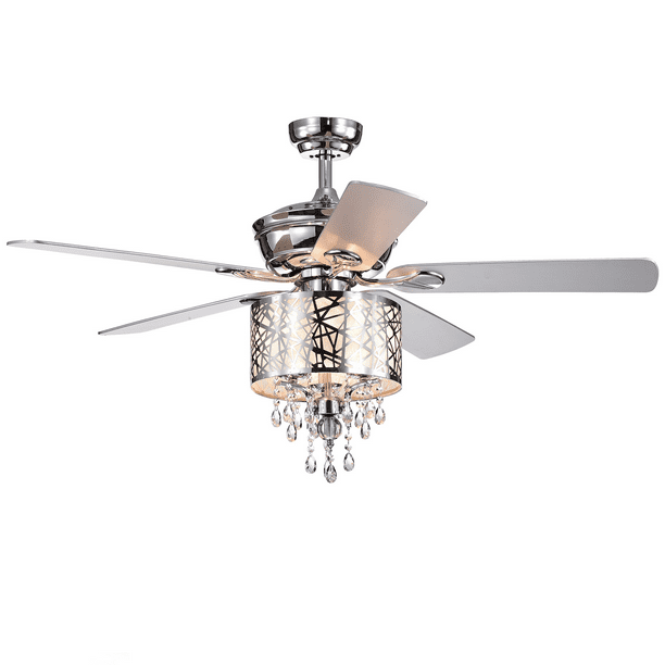 Garvey 5 Blade 52 Inch Chrome Ceiling, Chandelier Style Ceiling Fans