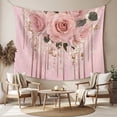 thumbnail image 2 of Pink Roses Romantic Large Tapestry for Bedroom Wall Hanging Tapestry, Watercolor Botanical Floral Ceiling Backdrop Tapestries Poster Blanket Wall Decor for Teens Room Living Room Dorm 86" x 104", 2 of 8