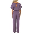 thumbnail image 2 of Womens Loose Short Sleeve Belted Wide Leg Pant Romper Jumpsuit Business Casual One Piece Outfits, 2 of 11