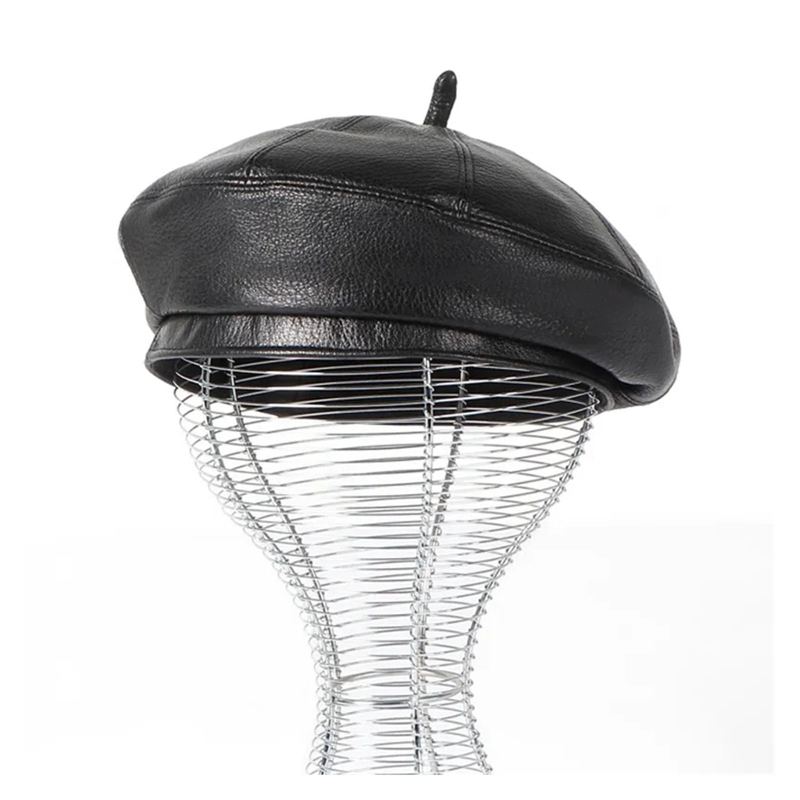 New Fashion Lambskin Women Winter British Genuine Leather Painter Hat Female Retro Bonnet Black Hat Beret ,Beautiful Craftsmanship