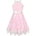 thumbnail image 3 of Girls Dress Pink Butterfly Embroidered Halter Dress Party 6 Years, 3 of 6